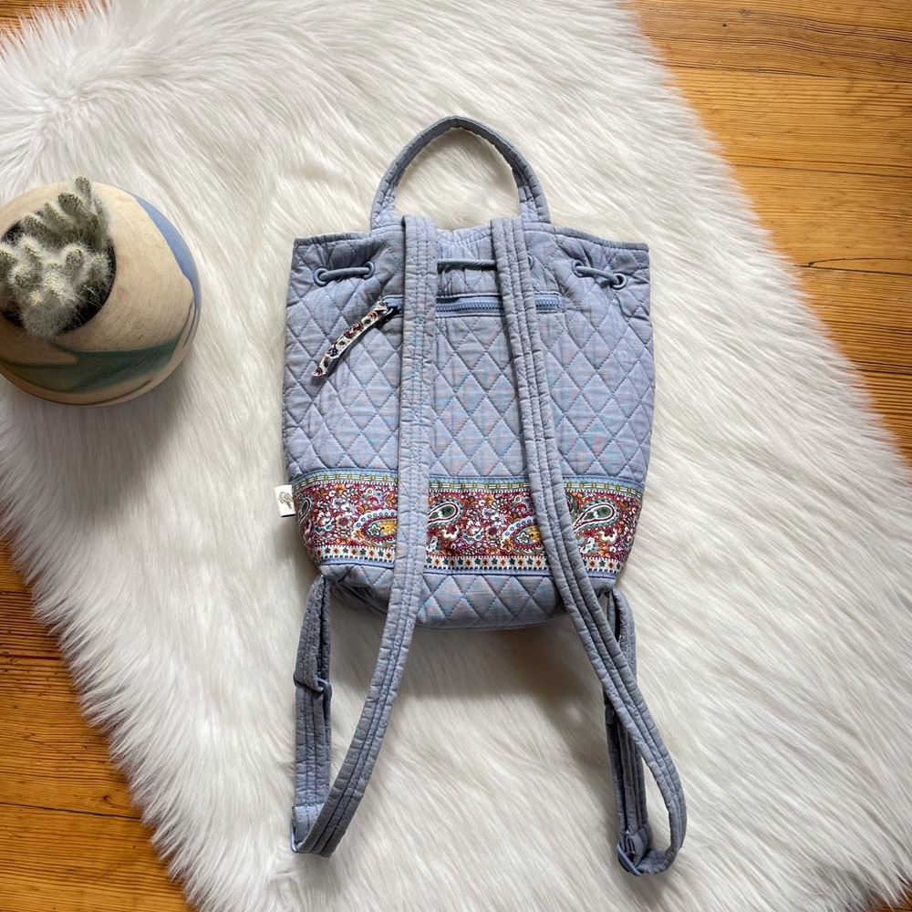 Vera Bradley Light Blue Quilted Paisley Accent Backpack - Picture 15 of 16
